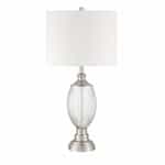 Glass and Metal Base Table Lamp Fixture w/o Bulb, E26, White/Nickel