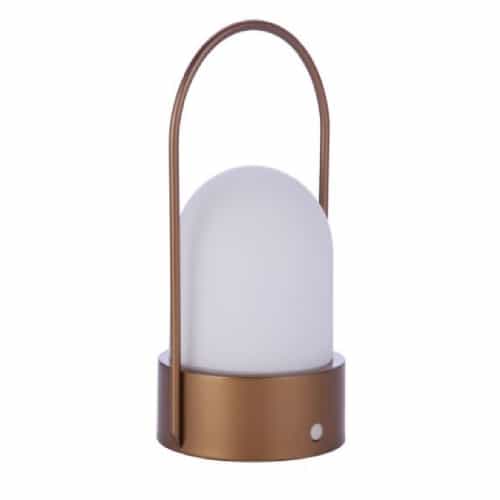 Craftmade 5W LED Outdoor Rechargeable Portable Globe Table Lamp, 3000K, Brass