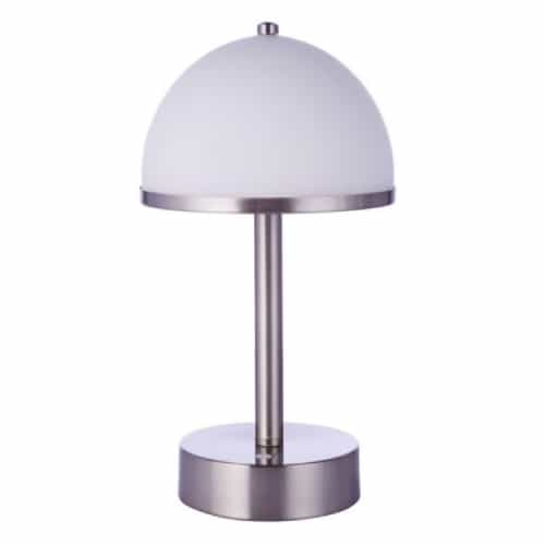 Craftmade 5W LED Indoor Rechargeable Portable Dome Table Lamp, 3000K, Nickel
