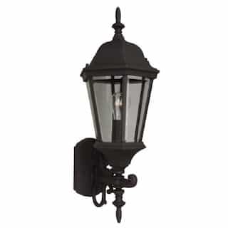 Straight Glass Cast Outdoor Wall Sconce w/o Bulb, E26, Textured Black