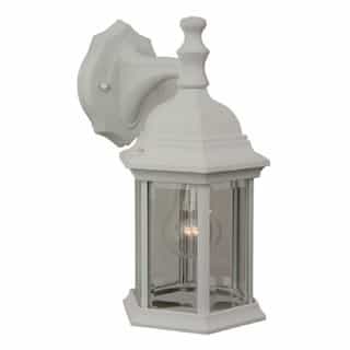 Hex Style Cast Outdoor Lantern Wall Sconce w/o Bulb, Textured White