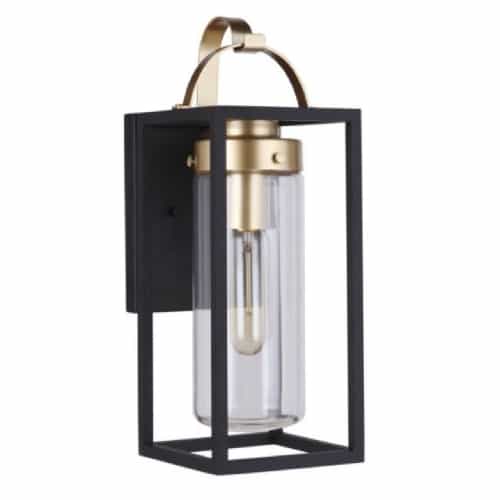 Craftmade Neo Outdoor Lantern Wall Sconce w/o Bulb, 1 Light, E26, Midnight/Brass