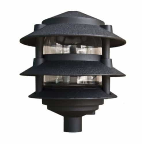 Dabmar 6-in 4W 3-Tier LED Pagoda Pathway Light w/ 3-in Base, 120V, 3000K, Black