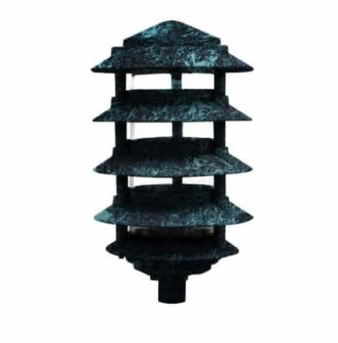 Dabmar 6-in 5.8W 5-Tier LED Pagoda Pathway Light w/ 3-in Base, 120V, 3000K, Verde Green