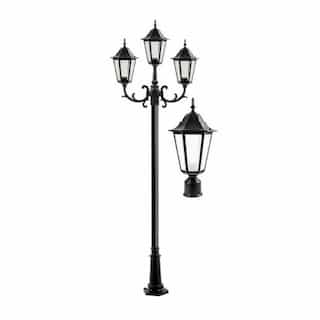6W 10-ft LED Post, Three-Head, 1600 lm, 120V, Black/Frosted, 6500K