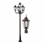 Dabmar 9W 10-ft LED Lamp Post, Five-Head, 1550 lm, 120V, Bronze/Clear, 3000K