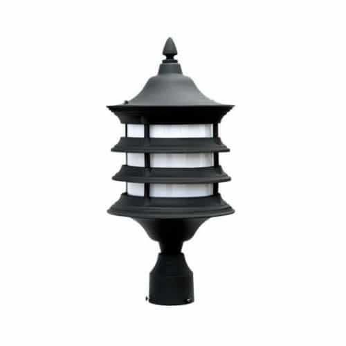 Dabmar 9W LED Post Top Light Fixture, Single-Head, A19, 120V, Black