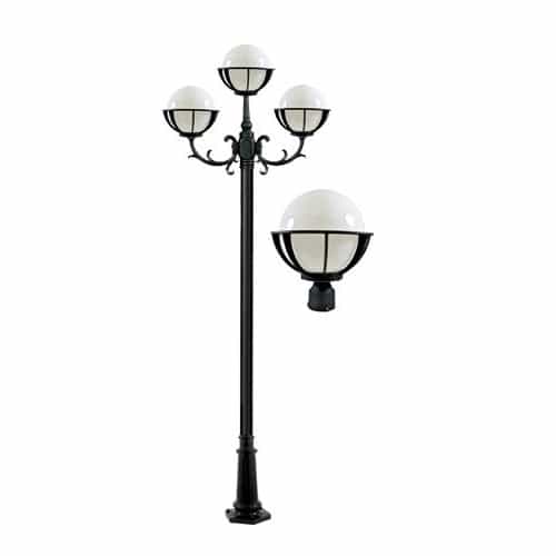 Dabmar 10-ft 9W LED Emily Globe Lamp Post, Three-Head, A19, GU24, 120V, Black