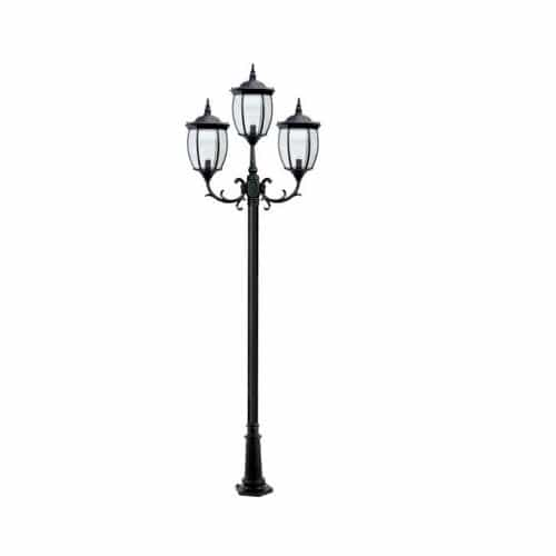 Dabmar 11-ft 9W LED Victoria Lamp Post, Three-Head, GU24, 120V, 6500K, Black