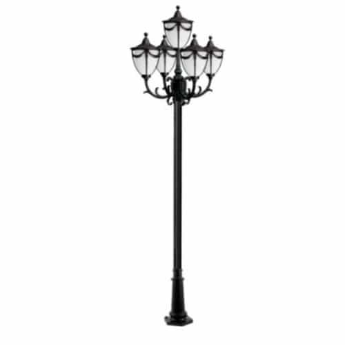 Dabmar 45W LED Rachel Five Headed Lamp Post Light, GU24, 120V, 2700K, Black