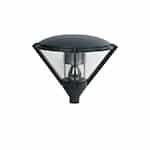 30W Diamond LED Post Top Light Fixture w/Clear Lens, Black