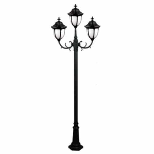 Dabmar Showcase Three Headed Post Light w/o Bulbs, 120V, Black