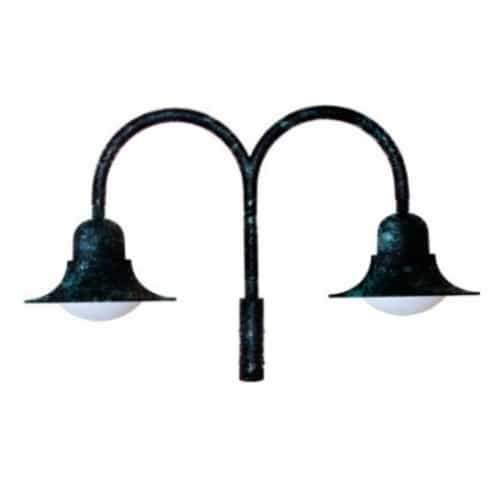 Dabmar Two Headed Goose Neck Post Light Fixture w/o Bulbs, 120V, VG