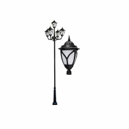 Dabmar 30W Five Light Acorn LED Lamp Post Fixture, Black