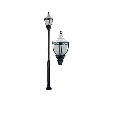 Dabmar 75W One Light Clear Top Acorn LED Lamp Post Fixture w/PC Lens, Black