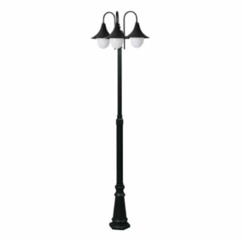 Dabmar 27W LED Three Headed Post Light Fixture, GU24, 120V, 2700K, Black