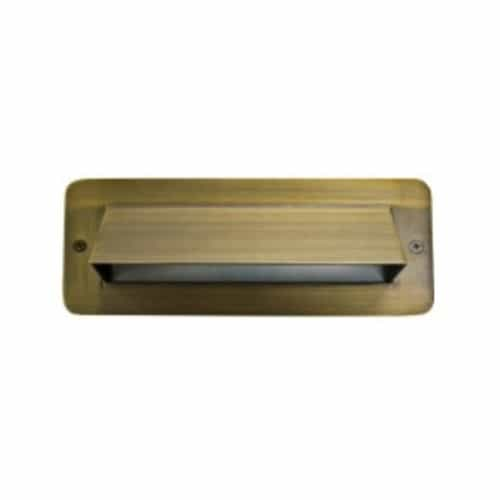 Dabmar 6W LED Recessed Hooded Step & Wall Light, Amber Lamp, Weathered Brass