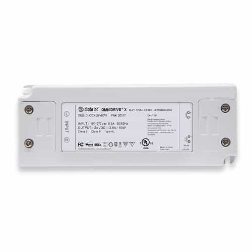 Diode LED 60W OMNIDRIVE Driver, Dimmable, 120V-277V AC / 24V DC