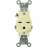 Enerlites Ivory Commercial Grade Side Wired 2-Pole High Voltage Single Receptacle