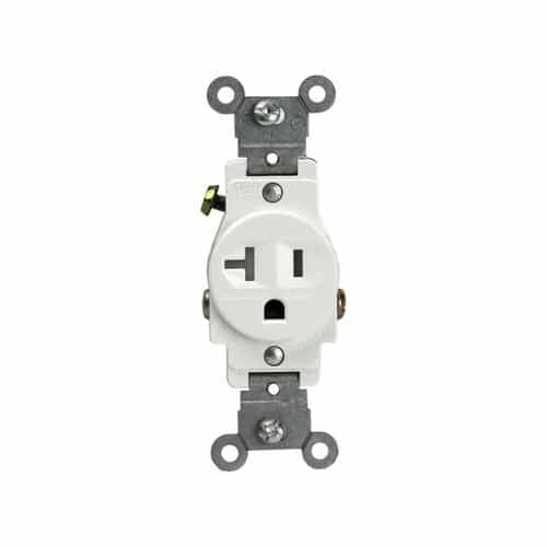 Enerlites White Commercial 2-Pole Tamper Resistant 20A Single Standard Receptacles