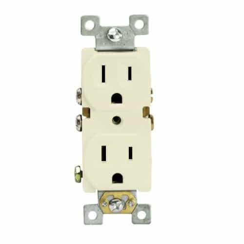 Enerlites 15Amp Self-Grounding Duplex Receptacle, Light Almond, Push-in & Side Wired