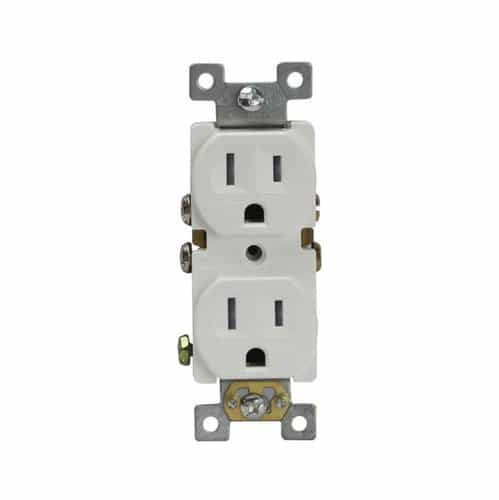 Enerlites 15 Amp Tamper Resistant Self-Grounding Duplex Receptacle, White