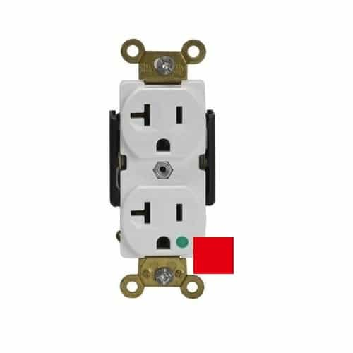 Enerlites Red Hospital Grade Industrial Straight Blade 20A Duplex Receptacle