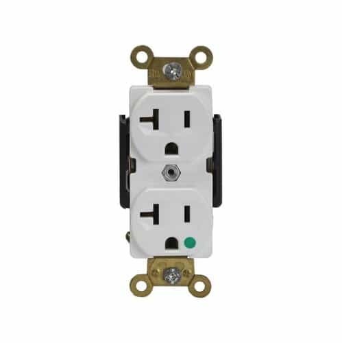 Enerlites White Hospital Grade Industrial Straight Blade 20A Duplex Receptacle