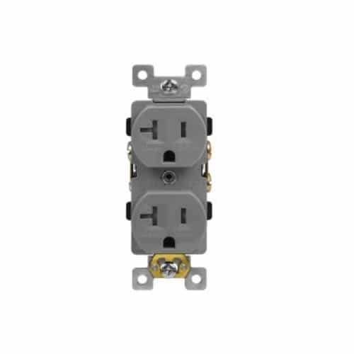 Enerlites 20 Amp Tamper Resistant Industrial Grade Duplex Receptacle, Gray