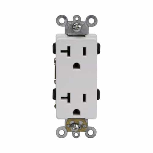 Enerlites White Industrial Grade Decorator 20A Duplex Receptacles