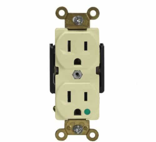 Enerlites Ivory Industrial Grade Straight Blade 15A Duplex Receptacles