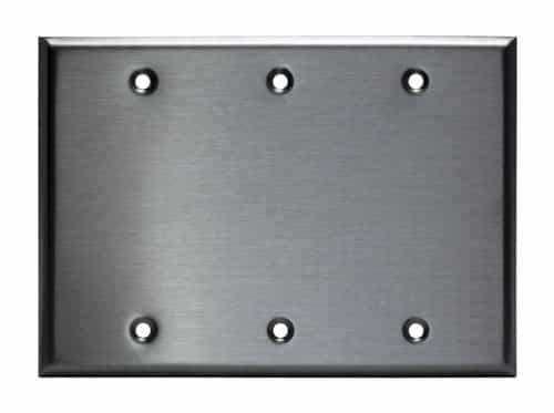 Enerlites Stainless Steel 3-Gang Blank Metal Wall Mounted Plate