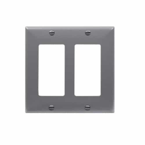 Enerlites 2-Gang Decorator & GFCI Switch Wall Plate, Polycarbonate, Gray