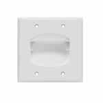 Two-Gang Recessed Cable Wall Plate, White