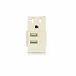 Enerlites 4.8A USB Outlet Module Replacement w/ 20A Receptacle, Light Almond