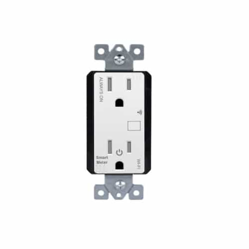 Enerlites WiFi-Enabled Duplex Receptacle w/ Energy Metering, White