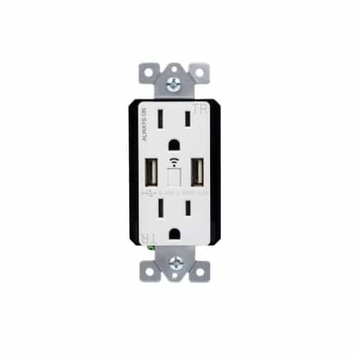 Enerlites Smart Wi-Fi Duplex Receptacle w/ Energy Metering & 2.4A USB