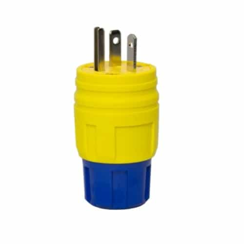 Ericson 5-20 NEMA Plug, Watertight, 2P/3W, 1 Ph, 125V, Small, Yellow