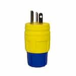 6-20 NEMA Plug, Watertight, 2P/3W, 1 Ph, 250V, Small, Yellow