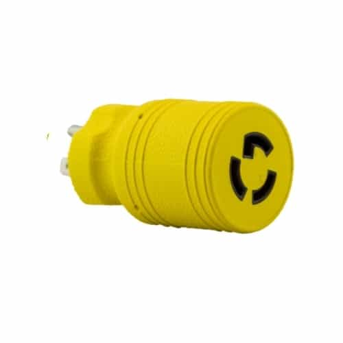 Ericson Locking / Straight Adapter, NEMA 5-15P to L5-15, Yellow