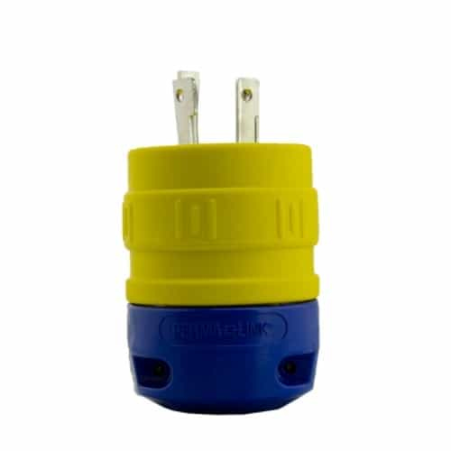 Ericson NEMA Plug, Perma-Link, 3P/4W, 1 Ph, 20A, 125/250V, Large, Yellow