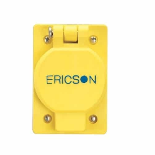 Ericson Single Flip Lid w/ FS Coverplate, Watertight, Female, NEMA 6-15R, 15A