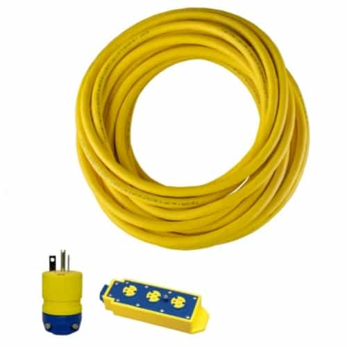 Ericson 50-ft Tri-Tap Extension Cord Set, SOW, L5-15P & L5-15R, 14/3 AWG