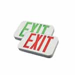 1W LED Bicolor Exit Sign w/ Battery Backup, 120V-277V, White