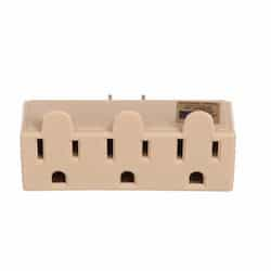 125V 3 Outlet Tap, Single Receptacle, Ivory