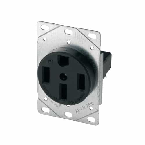 Eaton Wiring 50 Amp Range Receptacle, 3-Pole, 4-Wire, #12 - 4 AWG, 250V, Black