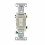 Eaton Wiring 15 Amp Single Pole Toggle Switch, Auto Ground, Residential, Almond