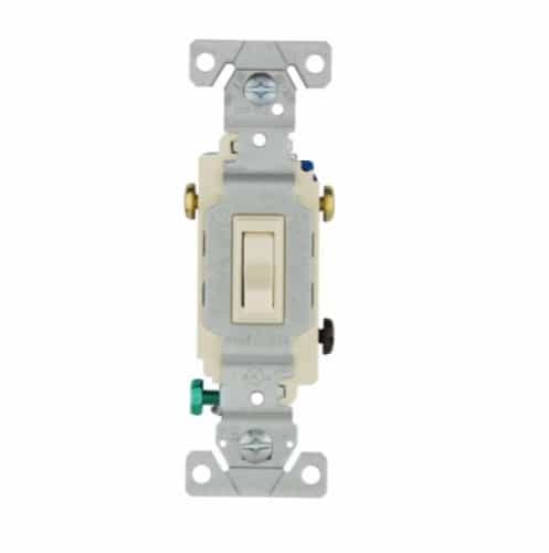 Eaton Wiring 15 Amp Single Pole Toggle Switch, Auto Ground, Residential, Almond