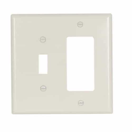 Eaton Wiring 2-Gang Toggle & Decorator Wallplate, Thermoset, Light Almond