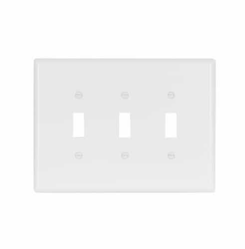 Eaton Wiring 3-Gang Toggle Switch Wall Plate, Oversize, White